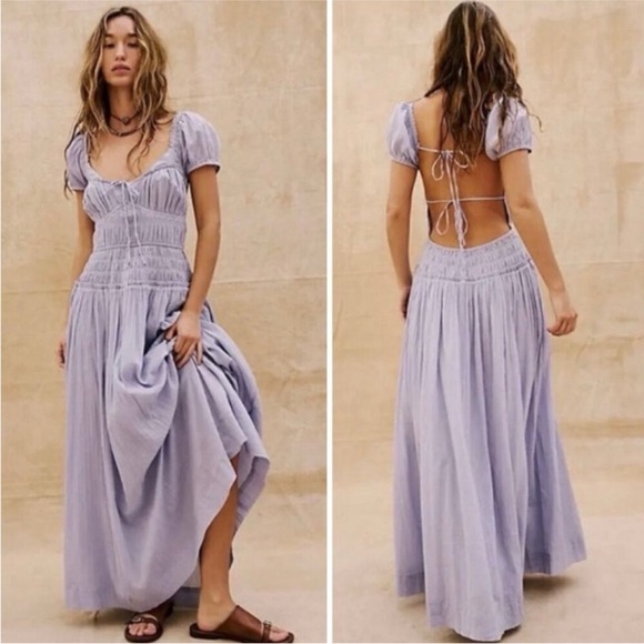 Free People Dresses & Skirts - Free People Feeling Bonita Maxi Backless Dress in Blue Heron Size Medium